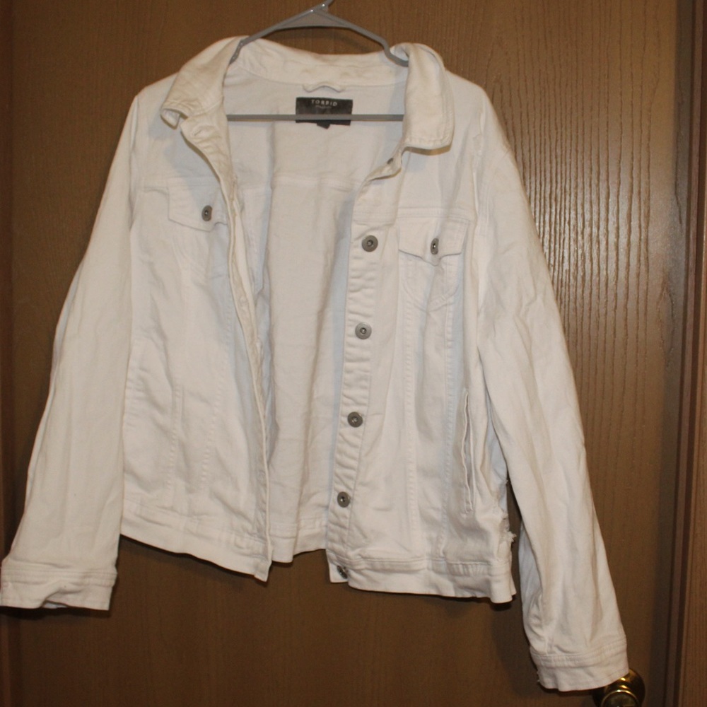 Torrid Distressed White Jean Jacket